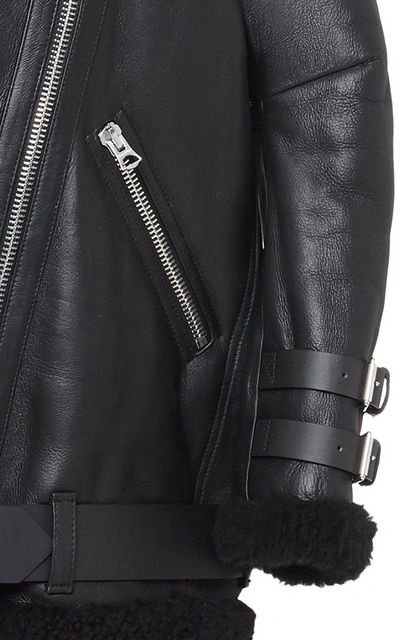 Shop Acne Studios Velocite Oversized Shearling Jacket In Black