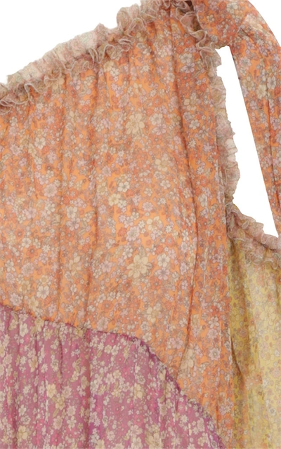 Shop Zimmermann Women's Carnaby Tiered Floral Silk Asymmetric Midi Dress In Print