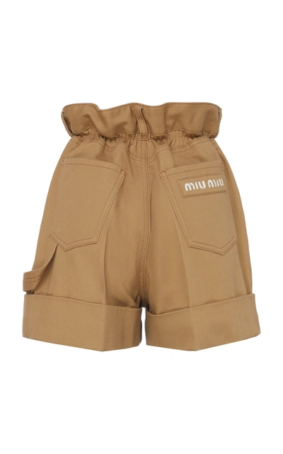 Shop Miu Miu Cuffed Shorts In Neutral