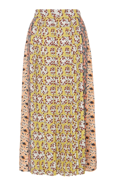 Shop Prada Women's Printed Pleated Satin Midi Skirt