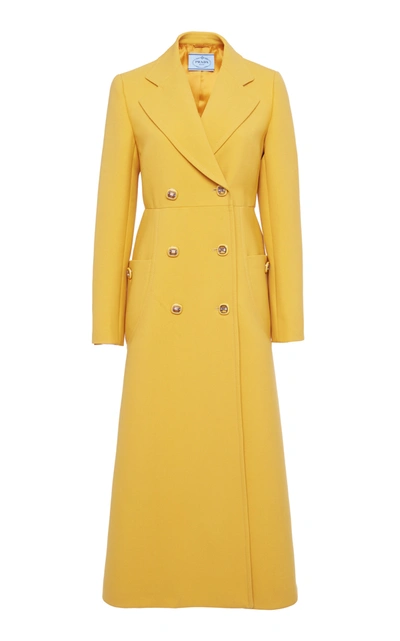 Shop Prada Double-breasted Wool Coat In Yellow