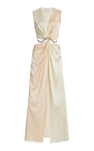 Shop Marina Moscone Women's Cutout Twisted Satin Maxi Dress In Neutral