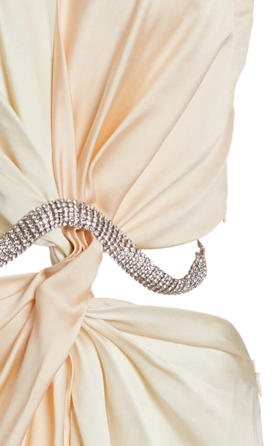 Shop Marina Moscone Women's Cutout Twisted Satin Maxi Dress In Neutral