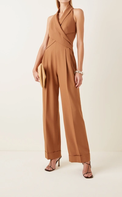 Shop Emilia Wickstead Women's Gregoria Wrap-effect Cady Jumpsuit In Brown