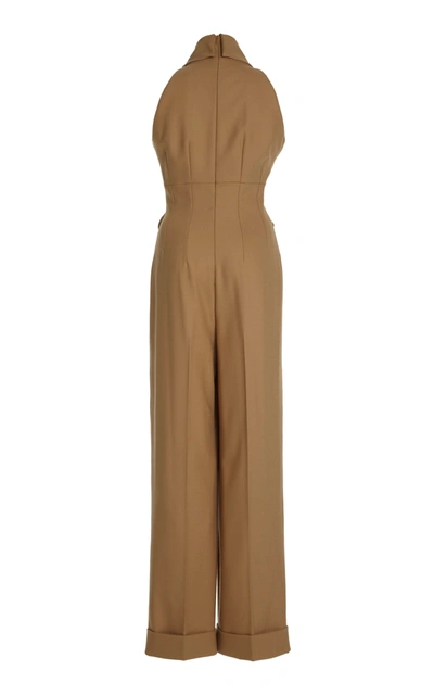 Shop Emilia Wickstead Women's Gregoria Wrap-effect Cady Jumpsuit In Brown