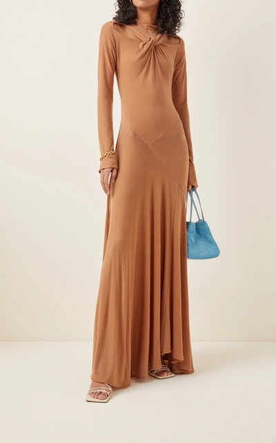 Shop Rejina Pyo Women's Maia Cutout Twisted Jersey Maxi Dress In Brown