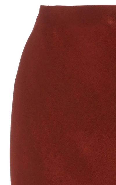 Shop Vince Satin Midi Skirt In Red
