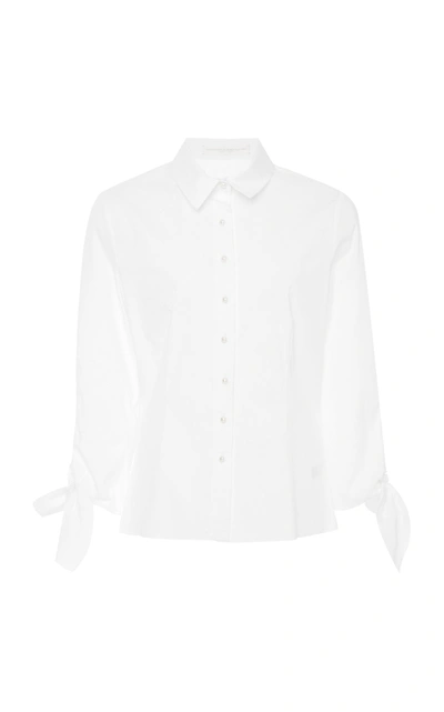 Shop Carolina Herrera Bridal Women's Halstead Cotton-blend Top In White