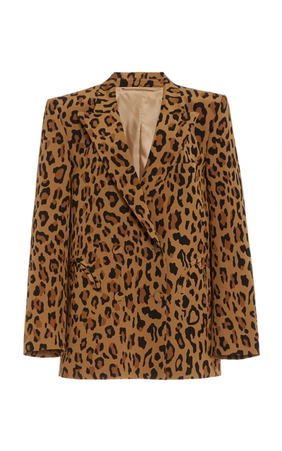 Shop Blazé Milano Women's Simba Everynight Leopard Silk Double-breasted Blazer In Animal