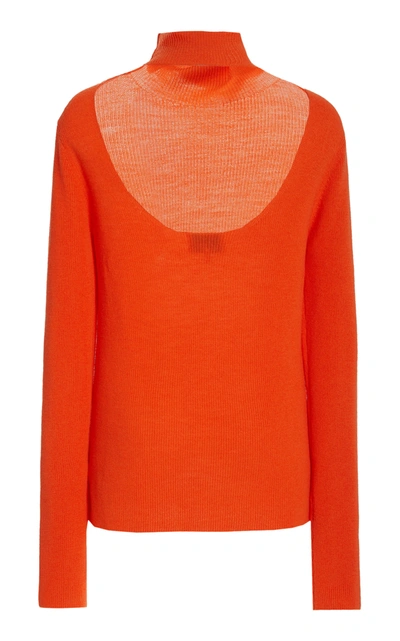 Shop Ganni Women's Wool Knit Turtleneck Sweater In Orange