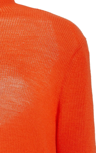 Shop Ganni Women's Wool Knit Turtleneck Sweater In Orange