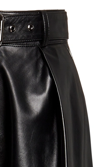 Shop Burnett New York Belted Leather Straight-leg Pants In Black