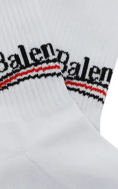 Shop Balenciaga Intarsia Cotton-blend Socks In White