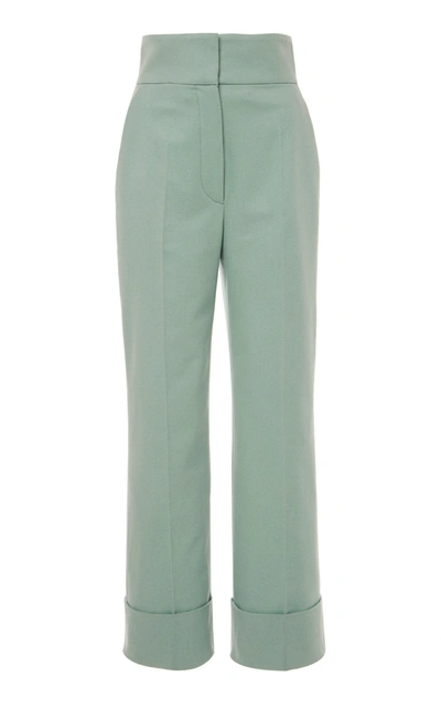 Shop Alberta Ferretti Flannel Straight-leg Pants In Green