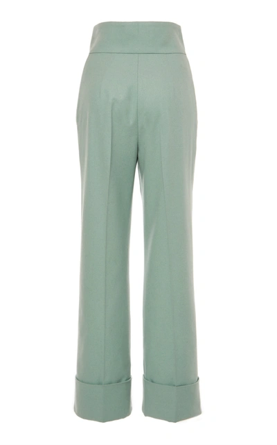 Shop Alberta Ferretti Flannel Straight-leg Pants In Green