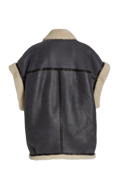 Shop Isabel Marant Étoile Adelia Oversized Shearling Vest In Black