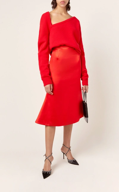 Shop Christopher Kane Satin Bell Skirt In Red