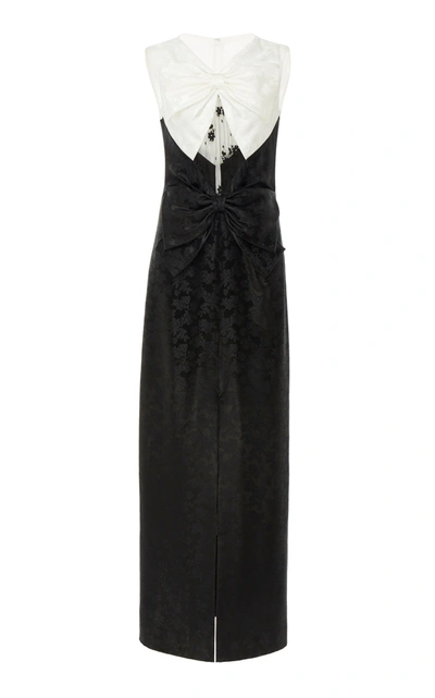 Shop Givenchy Bow-embellished Lace-paneled Floral-brocade Gown In Black/white