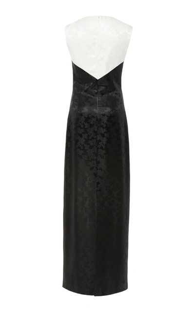 Shop Givenchy Bow-embellished Lace-paneled Floral-brocade Gown In Black/white