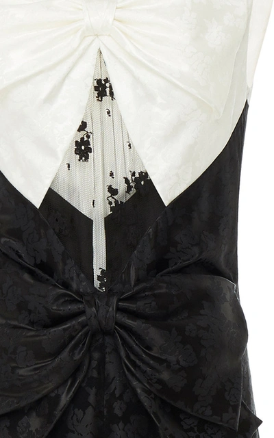 Shop Givenchy Bow-embellished Lace-paneled Floral-brocade Gown In Black/white