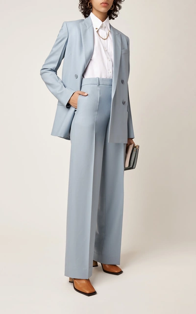 Shop Givenchy Wool Wide-leg Pants In Blue