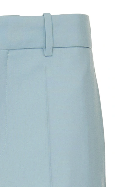 Shop Givenchy Wool Wide-leg Pants In Blue