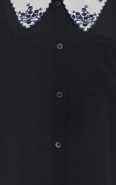 Shop Miu Miu Contrast Button Down Top In Black