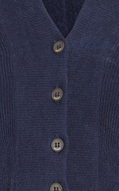 Shop Jacquemus Cropped Brushed Stretch-knit Cardigan In Blue