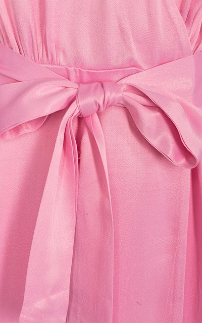 Shop Rotate Birger Christensen Samantha Belted Satin Wrap Dress In Pink