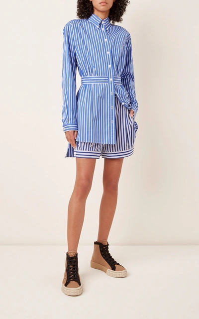 Shop Prada Women's Striped Cotton-poplin Shirt