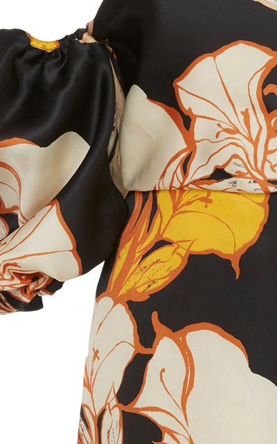 Shop Johanna Ortiz Women's Cosmic Origin Floral-print Silk-satin Mini Dress In Black