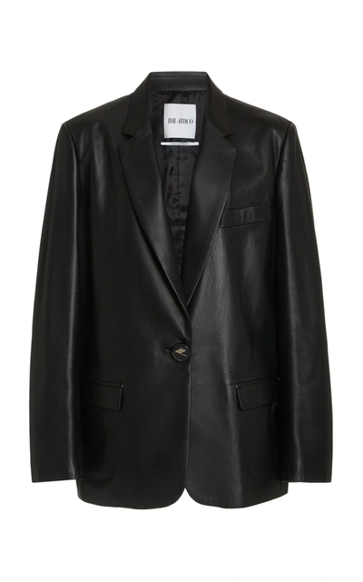 Shop Attico Single-breasted Leather Blazer In Black