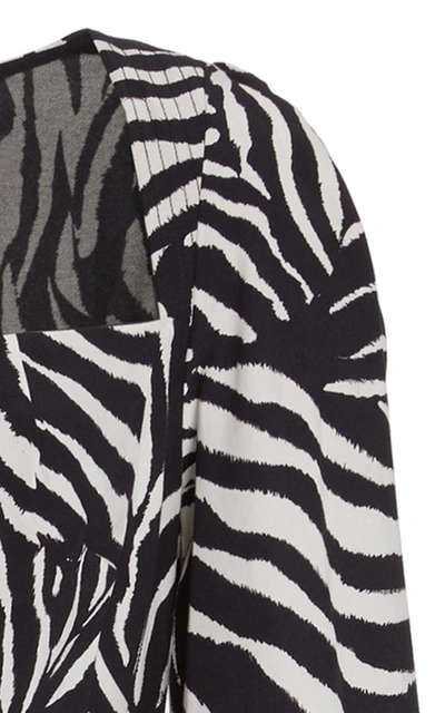 Shop Rixo London Mara Zebra-print Crepe Midi Dress In Animal