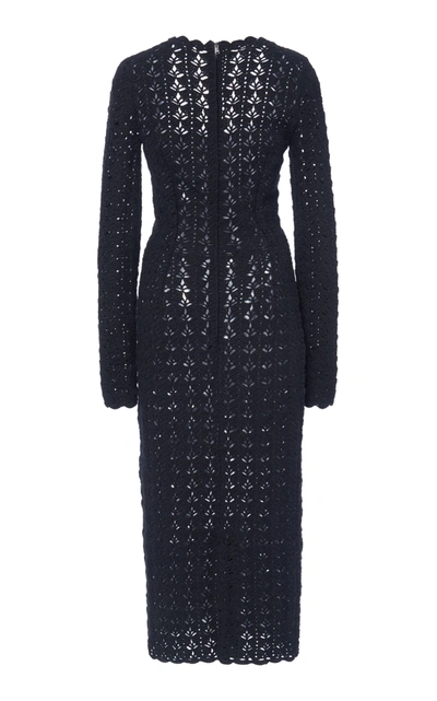 Shop Dolce & Gabbana Open-knit Midi Dress In Black