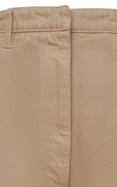 Shop Prada Pleated Cotton Trousers In Neutral