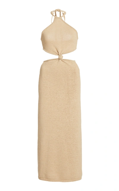 Shop Cult Gaia Women's Cameron Cutout Cotton-blend Knit Midi Dress In Brown,neutral