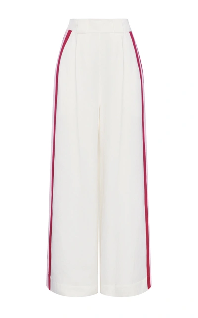 Shop Aje Psychedelia Striped Crepe Wide-leg Pants In Neutral