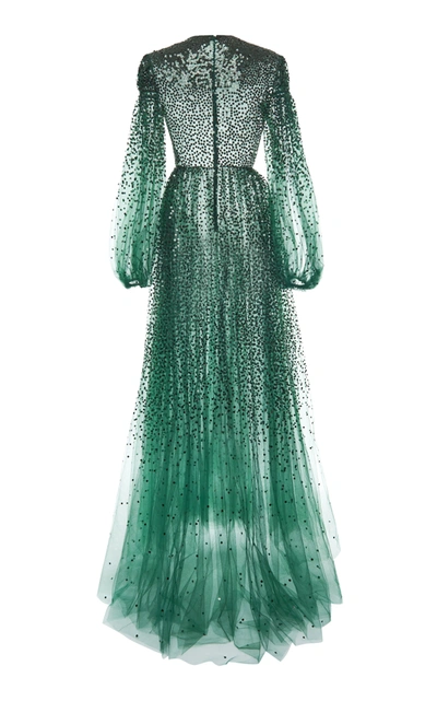 Shop Valentino Women's Sequin-embroidered Tulle Gown In Green
