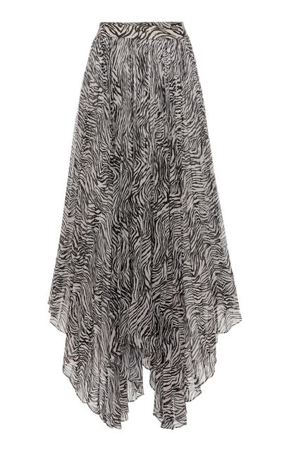 Shop Isabel Marant Alena Zebra-print Pleated Georgette Skirt In Black/white