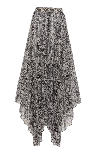Shop Isabel Marant Alena Zebra-print Pleated Georgette Skirt In Black/white