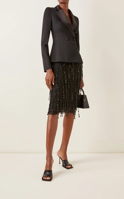 Shop Dolce & Gabbana Women's Ruched Chiffon Pencil Skirt In Black