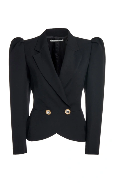 Shop Alessandra Rich Women's Light Wool Double Breasted Jacket In Black