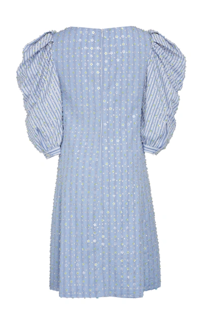 Shop Miu Miu Women's Embellished Puff Sleeve Dress In Blue