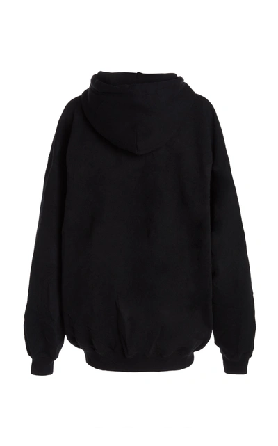 Shop Balenciaga Women's Multilingual Logo Printed Cotton-blend Hooded Sweatshirt In Black