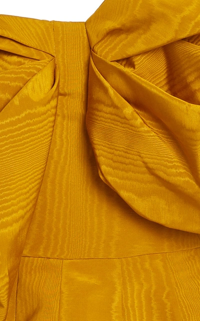 Shop Oscar De La Renta Women's Bow-embellished Moiré Mini Dress In Yellow