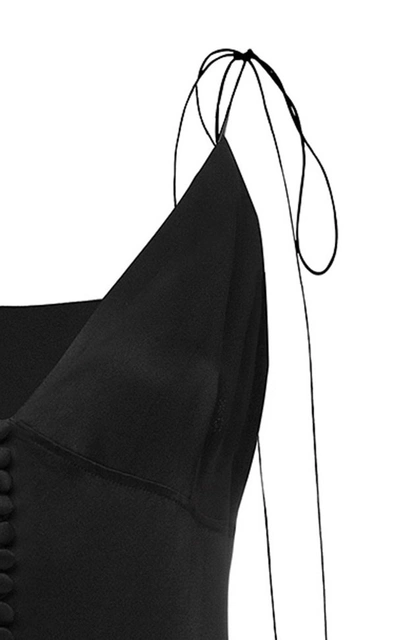 Shop Anna October Spetses Satin Slip Dress In Black