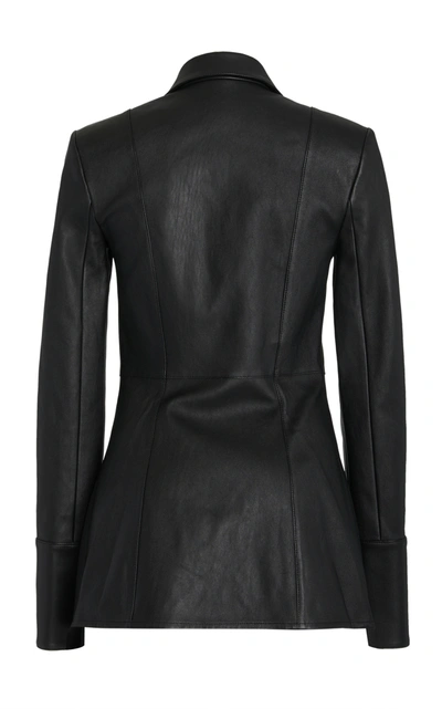 Shop Alexander Wang Fitted Leather Shirt Jacket In Black