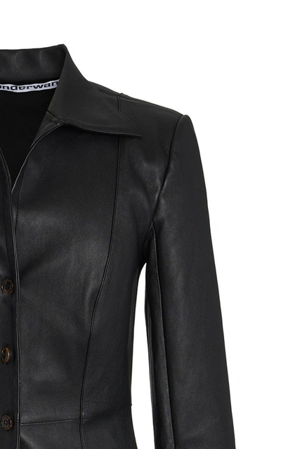 Shop Alexander Wang Fitted Leather Shirt Jacket In Black