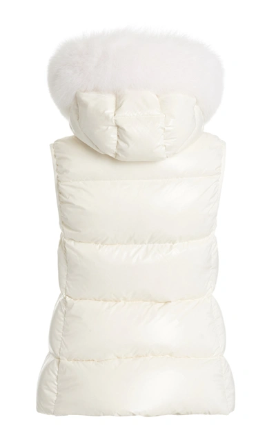 Shop Moncler Women's Balabio Fur-trimmed Down Puffer Vest In White,black