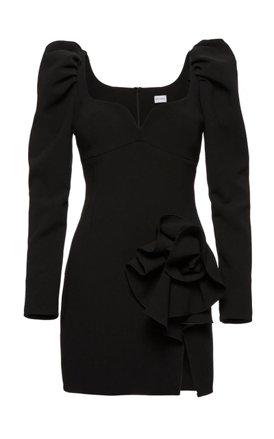 Shop Magda Butrym Embellished Stretch-wool Mini Dress In Black